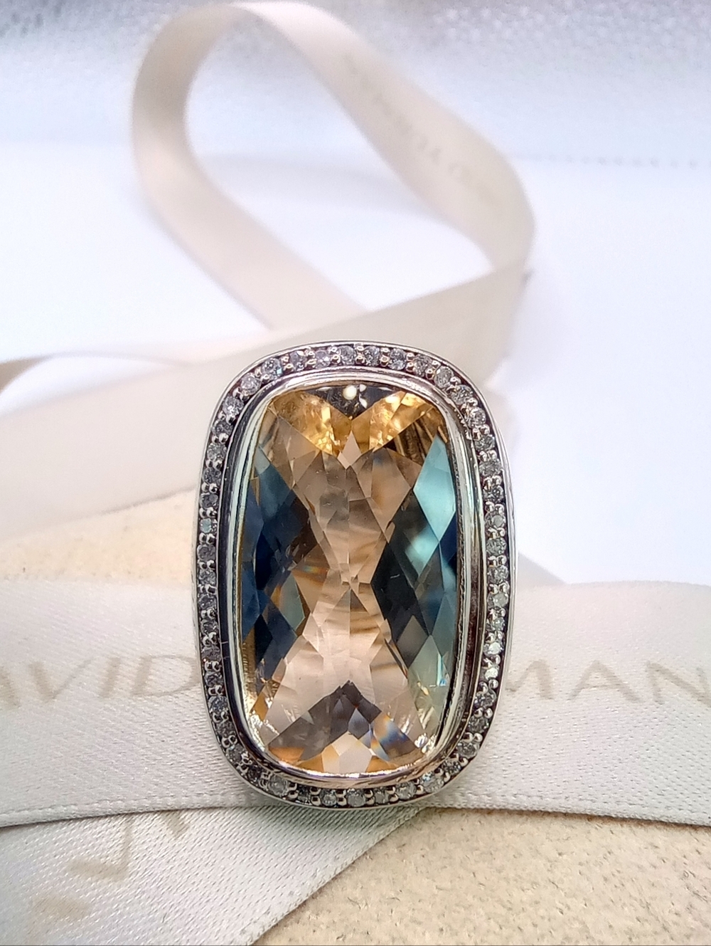 David Yurman Champagne & Diamond Albion Ring Size 7